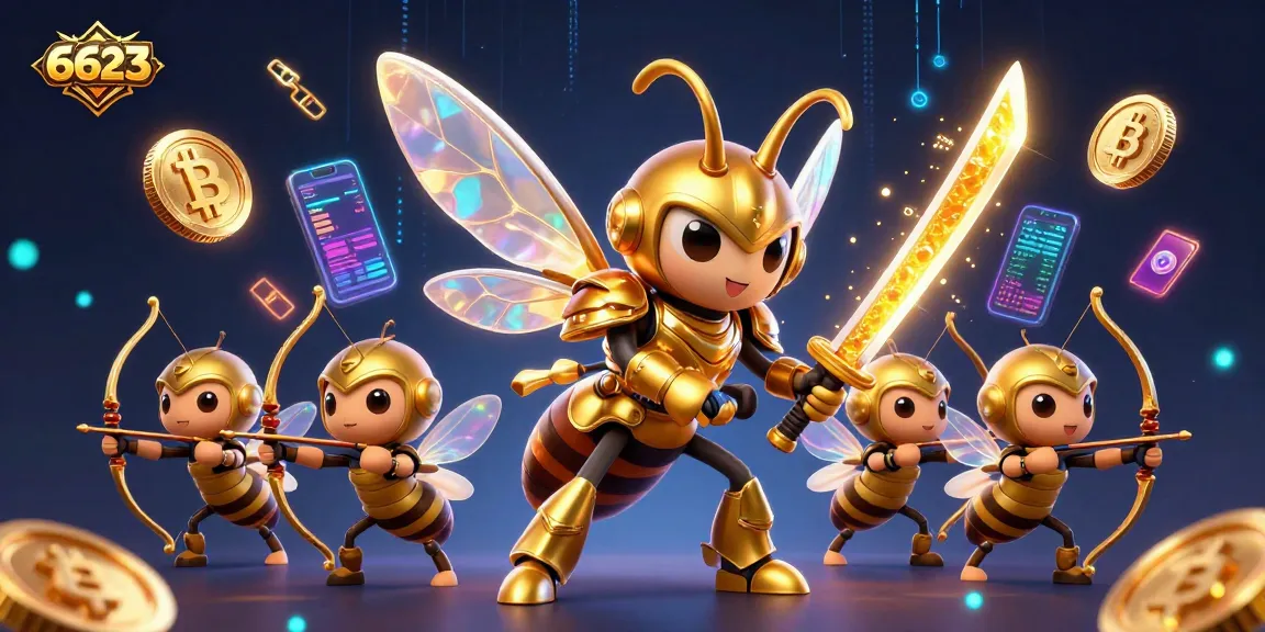 Engage in thrilling gameplay with 6623's action-packed online casino scene showcasing vibrant 3D characters and cryptocurrency elements.