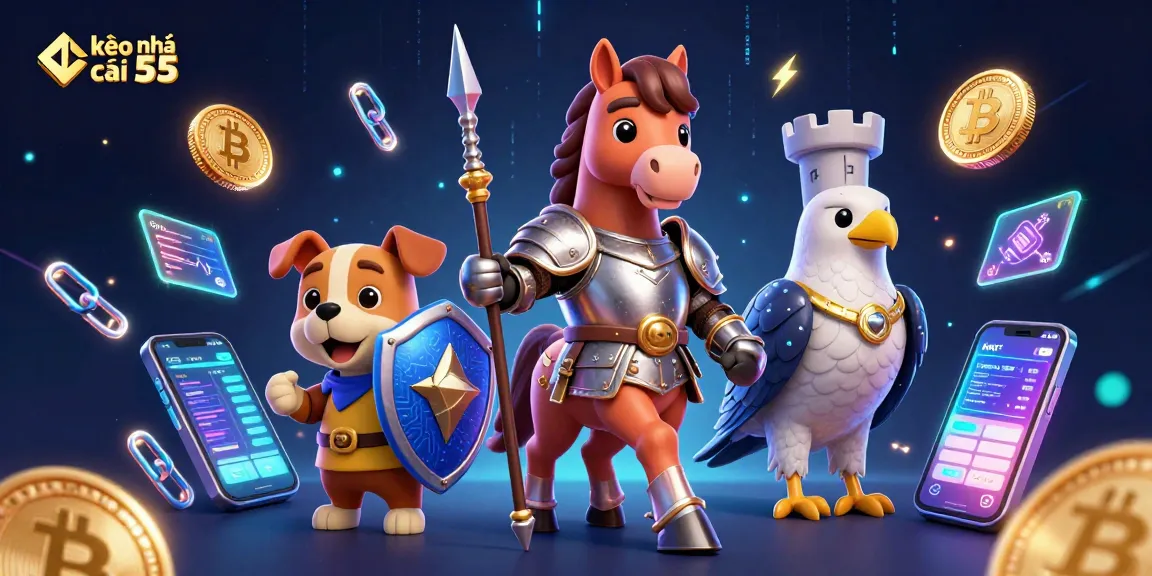 Bet on kèo nhà cái 55 using advanced strategies amid crypto-themed casino visuals.
