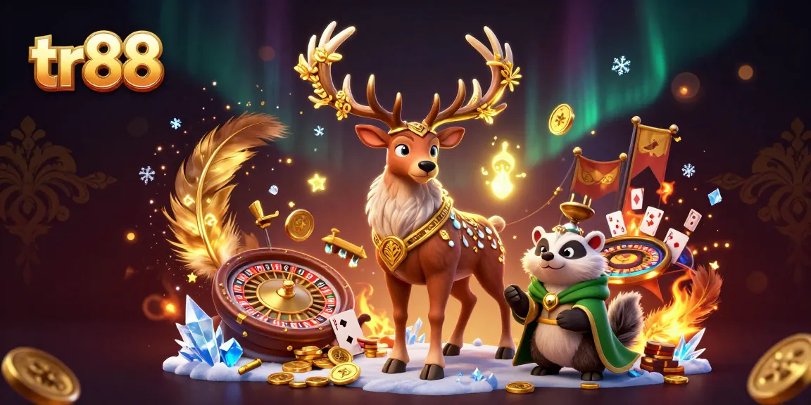 Experience tr88 with an immersive online casino scene featuring druid and badger characters.
